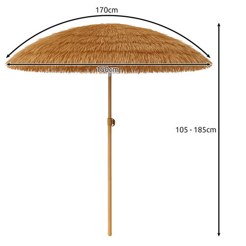 Parasol 170 cm med justerbar højde 105-185 cm – balkonparasol med metalramme, monteres uden værktøj