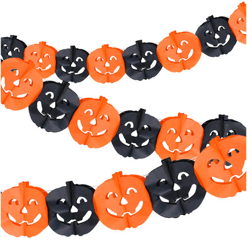 Halloween græskar guirlande 3m med farverige dekorationer