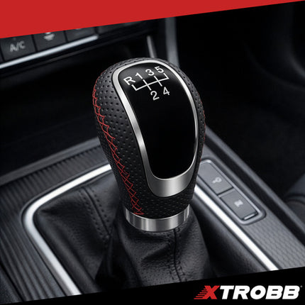 Universal gearknob i læder med adaptere til 5/6-gear