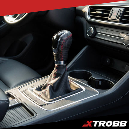 Universal gearknob i læder med adaptere til 5/6-gear