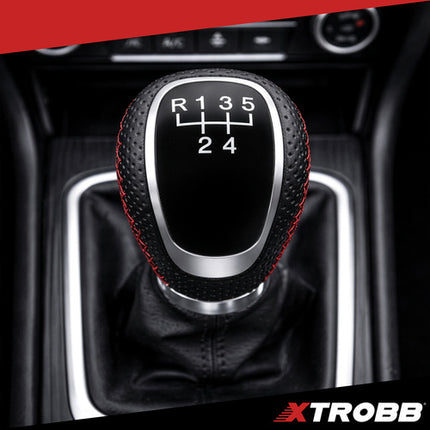 Universal gearknob i læder med adaptere til 5/6-gear