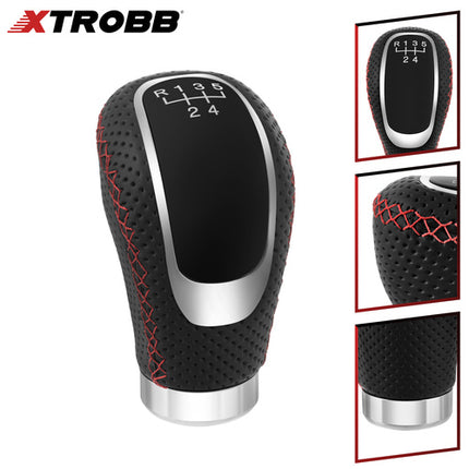 Universal gearknob i læder med adaptere til 5/6-gear