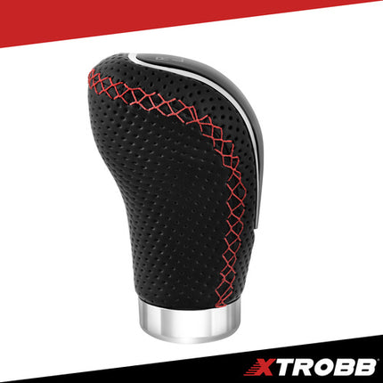 Universal gearknob i læder med adaptere til 5/6-gear