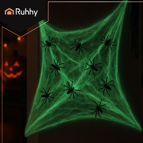 Glow-in-the-Dark Spindelvæv med 20 Spidser til Halloween