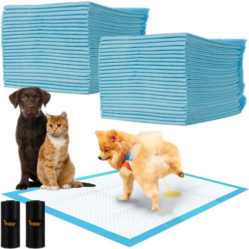 Engangs Absorberende Hygienepuder x 50 - 60x90 cm + Hundeposer x 30