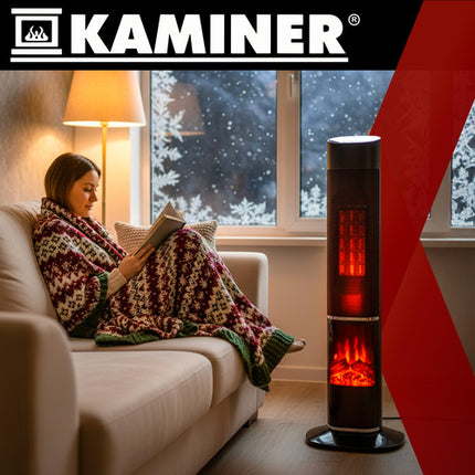 Kamin med flammeeffekt og fjernbetjening til hyggelige stunder