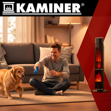 Kamin med flammeeffekt og fjernbetjening til hyggelige stunder