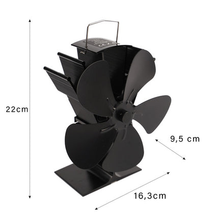 Kaminventilator med 5 blade til effektiv varmefordeling
