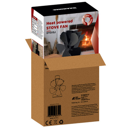 Kaminventilator med 5 blade til effektiv varmefordeling