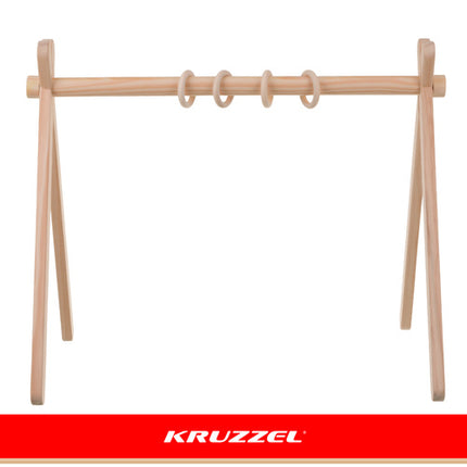 Træ aktivitetsstativ til baby med 4 ringe - 64x43x52 cm