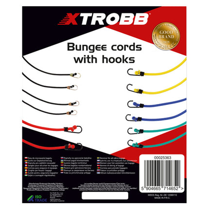 Luggage securing straps med hooks - 12 elastiske transportstropper