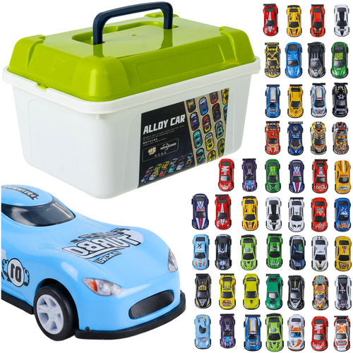 Motoriserede legetøjsbiler i kuffert - 50 stk.