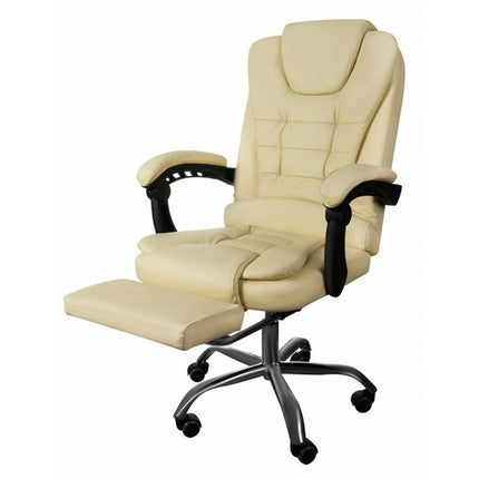CREAM SWIVEL CHAIR MED UDLÆNGELIG FODSTØTTE OG LIGGENDE FUNKTION