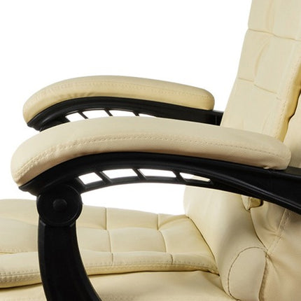 CREAM SWIVEL CHAIR MED UDLÆNGELIG FODSTØTTE OG LIGGENDE FUNKTION