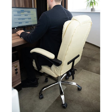 CREAM SWIVEL CHAIR MED UDLÆNGELIG FODSTØTTE OG LIGGENDE FUNKTION