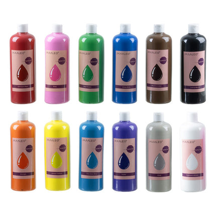 Sæt med 12 farver plakatmaling - 500 ml hver