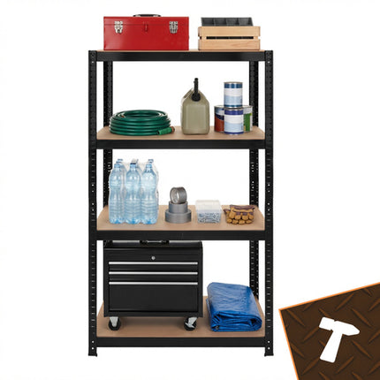 Industriel reol sort 150x75x30 cm til opbevaring
