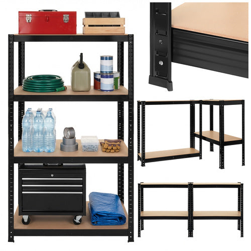 Reol sort 150x75x30 cm med 5 hylder – industriel metalreol til stue, hjemmekontor og garage