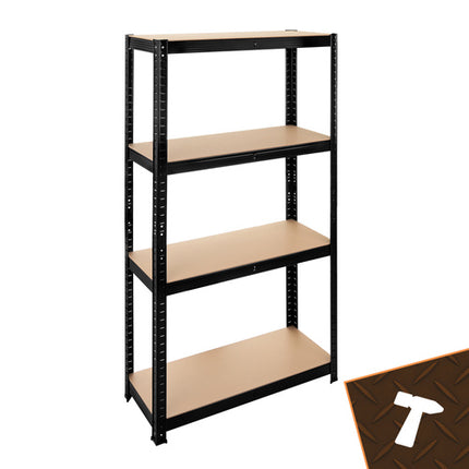 Industriel reol sort 150x75x30 cm til opbevaring