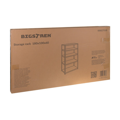 Opbevaringsreol sort 180x100x60 cm med 5 hylder – metalreol til garage, kælder og lager