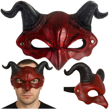 Demon Maske til Halloween med Horn - Perfekt til Kostumer