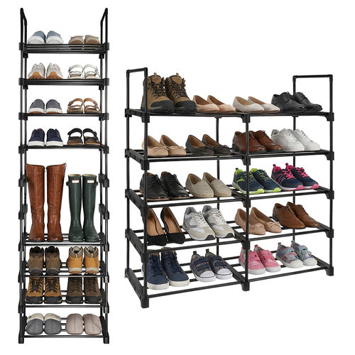 10-etagers skostatif til 20 par sko - 45x30x174cm sort metal