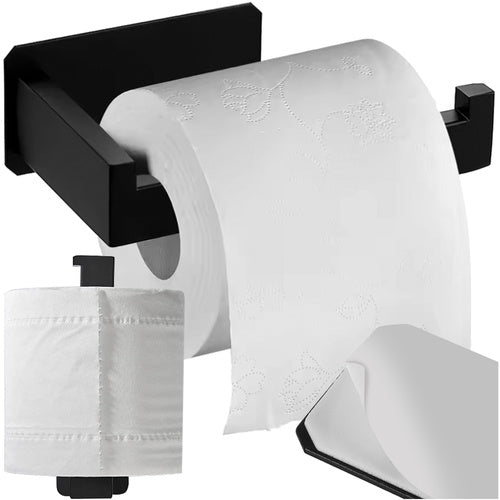 Loft Style Toiletpapirholder i Metal - Sort Vægmontering med Tape
