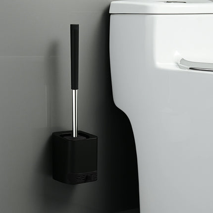 Toiletbørste med stander og antibakteriel overflade - sort