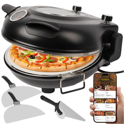 Elektrisk pizzaovn med keramisk sten og temperaturkontrol
