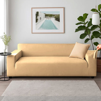 Beige sofa cover i elastisk velour til hjørnesofaer