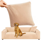 Beige sofa cover i elastisk velour til hjørnesofaer