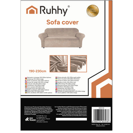 Beige sofa cover i elastisk velour til hjørnesofaer