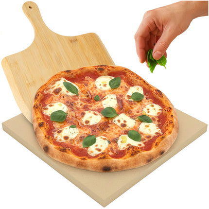 Ruhhy Pizza Stone med bambus spatel til perfekt bagning