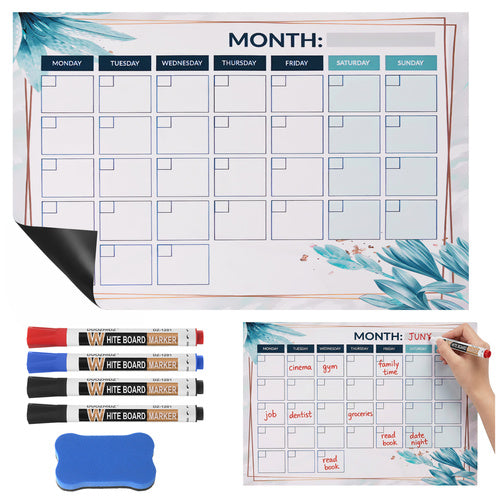 Magnetisk tørslette planner 30x40cm til køleskab med markører