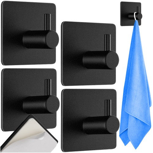 Praktisk Towel Rack i Sort Metal – Sæt af 4 til Badeværelset