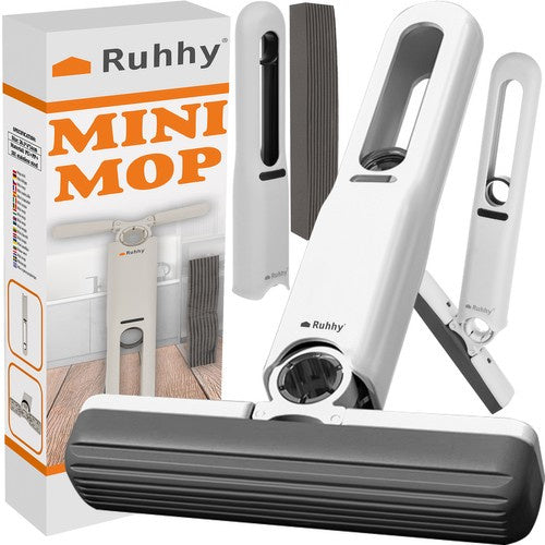 Compact Mini Mop med 2 Vedhæftninger – Stribefri Vinduesrengøring