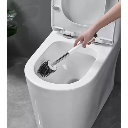 Silicone Toiletbørste med Stativ og Renseværktøj – Hygiejnisk og Elegant