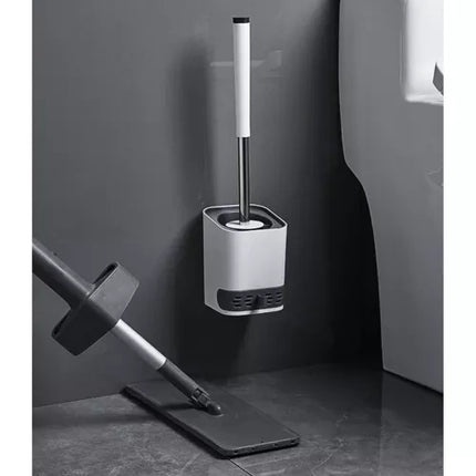 Silicone Toiletbørste med Stativ og Renseværktøj – Hygiejnisk og Elegant