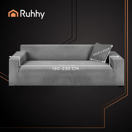 Elegant sofa cover i mørkegrå velour til hjørnesofaer