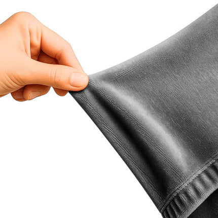 Elegant sofa cover i mørkegrå velour til hjørnesofaer
