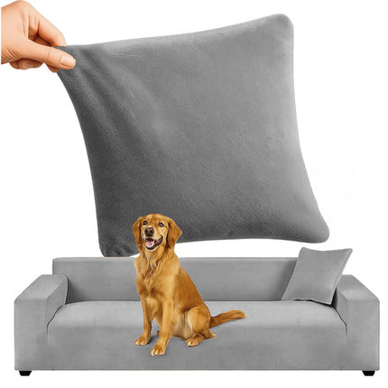 Elegant sofa cover i mørkegrå velour til hjørnesofaer