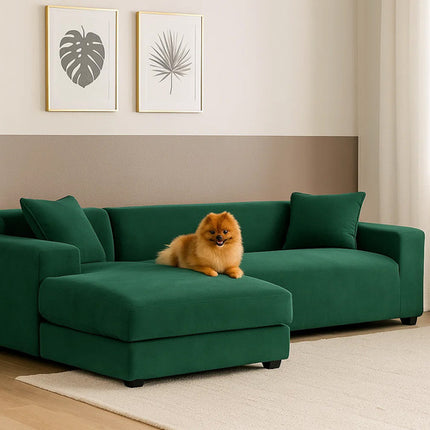 Elegant sofa cover i fløjl til hjørnesofa 190-230 cm