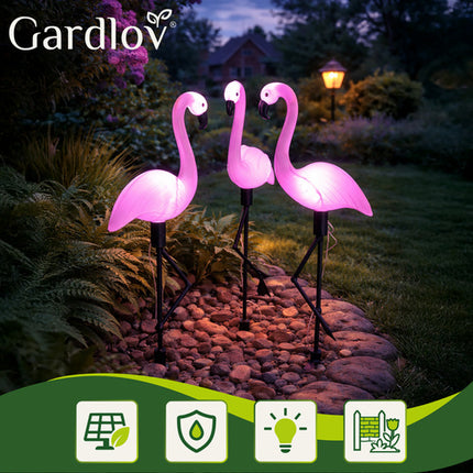Flamingo Solarlamper - Sæt med 3 Stykker til Haven