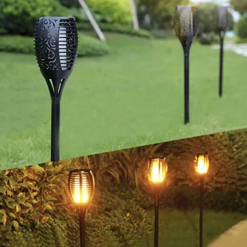 Solcelle Lampe med Flamme Effekt – 4 stk. LED Havebelysning