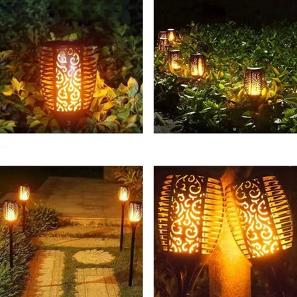 Solcelle Lampe med Flamme Effekt – 4 stk. LED Havebelysning