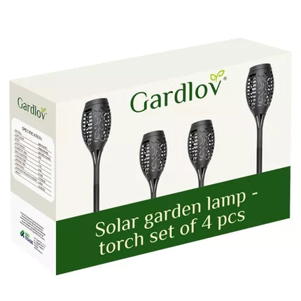 Solcelle Lampe med Flamme Effekt – 4 stk. LED Havebelysning