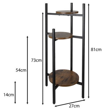 Metal blomsterstander 80 cm med 3 niveauer og stabil konstruktion