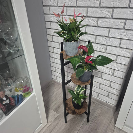 Metal blomsterstander 80 cm med 3 niveauer og stabil konstruktion