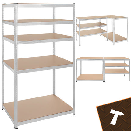 Stålreol 5 hylder 180x100x60cm - 1000kg bæreevne til garage