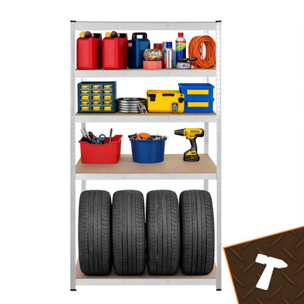 Stålreol 5 hylder 180x100x60cm - 1000kg bæreevne til garage